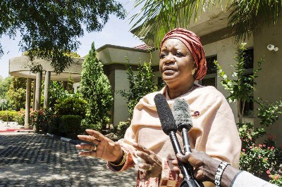 Special Representative on Sexual Violence in Conflict Zainab Hawa Bangura speaks to journalists during her visit to South Sudan (Photo: UNMISS)