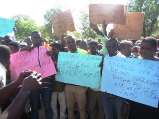 Hundreds of Ugandans protest in Bor after the killings in Bor, December 11, 2014 (ST)