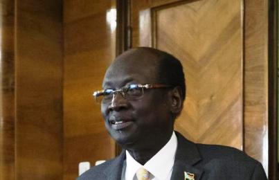 South Sudan's Minister of Foreign Affairs and International Cooperation Barnaba Marial Benjamin  (Photo AP /Alexander Zemlianichenko)