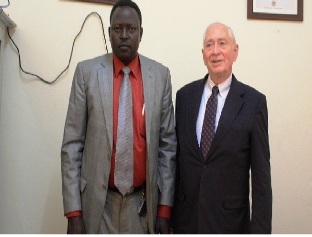 US Ambassador Charles Twining (L) at The Nation Mirror offices with its editor Wol Deng Atak (US embassy photo)