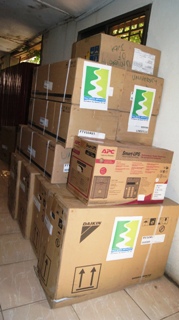 Some of the computing equipment donated to Juba university June 29, 2015 (Nile-SEC photo)