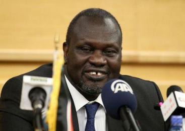 Riek Machar prepares to address a news conference during the peace signing meeting in Ethiopia's capital Addis Ababa, August 17, 2015. (Photo Reuters/Tiksa Negeri)