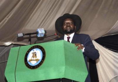 South Sudan President Salva Kiir voices his reservations before signing a peace deal in the capital Juba, South Sudan Wednesday, Aug. 26, 2015. (Photo AP/Jason Patinkin)