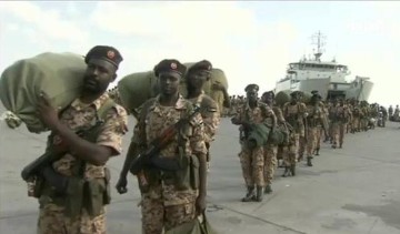 Sudanese troops arriving in Aden, Yemen (Al-Arabiya TV)
