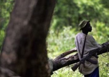 An LRA rebel keep vigil at Ri-kwangba near Garamba forest April 10, 2008.  (Getty)