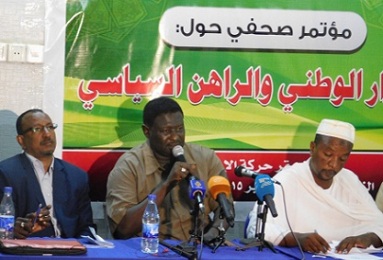 Alliance of National Forces (ANF) secretary general Farah Agar speaks ina press conference held in Khartoum on 10 October 2014 (ST Photo)