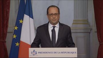 French President Francois Hollande makes a statement on television following attacks in Paris, France, in this still image taken from video on November 13, 2015