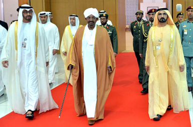 الشيخ محمد بن راشد آل مكتوم نائب رئيس الإمارات يستقبل الرئيس عمر البشير