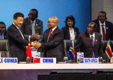 Chinese President Xi Jinping (L) shakes hands with South African President Jacob Zuma at the Forum on Africa and China Cooperation on December 4, 2015  (AFP Photo/Mujahid Safodien)