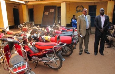 Stolen motorbikes recovered by the W Equatoria police authorities (ST Photo)