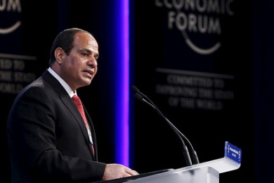 Egyptian President Abdel Fattah al-Sisi speaks during the World Economic Forum on the Middle East and North Africa at Jordan's King Hussein Convention Center on the Dead Sea, May 22, 2015.  (photo Reuters/Mohamed Hamed)