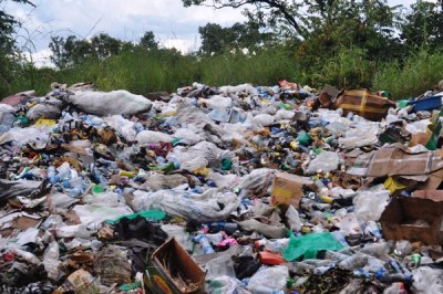 Garbage dumped at Minyori dumping site in Yei on February 16, 2016 (ST)