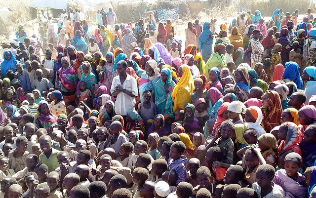 Newly displaced persons (IDPs) camp outside UNAMID Team Site in Sortoni, North Darfur, on February 8, 2016 (Photo UNAMID)