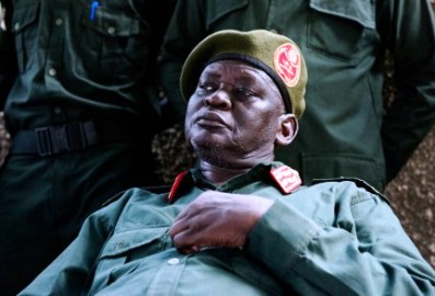 Lt. Gen. Simon Gatwech Dual, the chief of staff of the SPLA-IO, talks to the press at a rebel military site in Juba on April 25, 2016 (Photo AFP/Charles Lomodong)