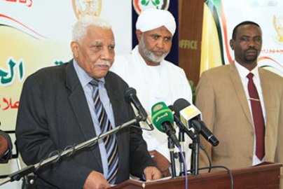 Osman (L) and Shoaib speakk to the press in Khartoum on 17 January 2016 (ST Photo)