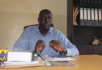 Boma State Education Minister, Simon Korton, speaking to Sudan Tribune from his office in Pibor on 24 May 2016 (ST Photo)