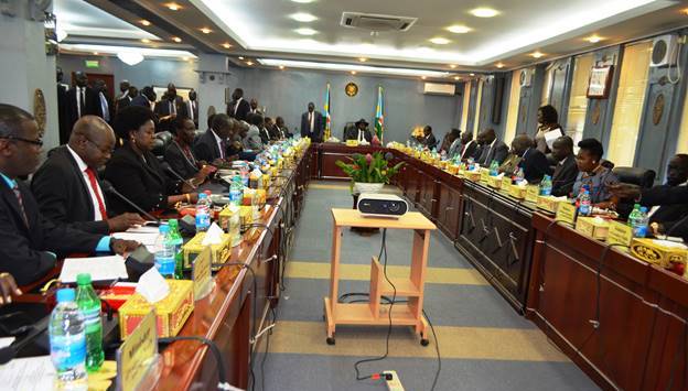First meeting of the  Transitional Government of National Unity (TGoNU) chaired by President Salva Kiir Mayardit and attended by the First Vice President Riek Machar Teny and the Vice President James Wani Igga in Juba on May 6, 2016 (Photo Moses Lomayat)