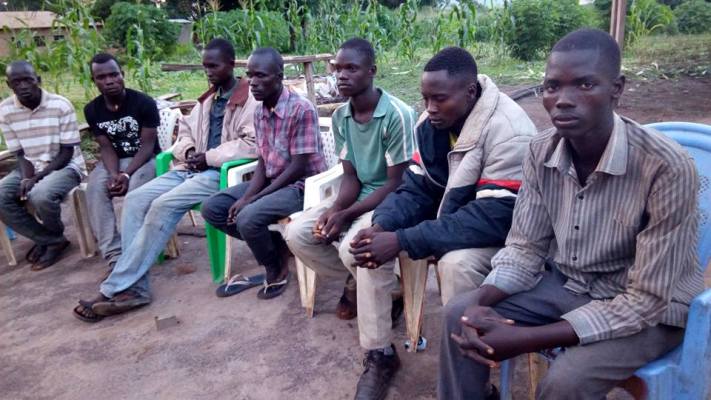 Kidnaped youth in Yambio at Commissioner's house after  release on 9 June 2016 (ST Photo)