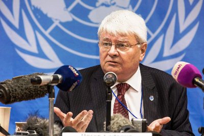 The head of the UN peacekeeping mission, Herve Ladsous speaking in Juba (UNMISS photo)