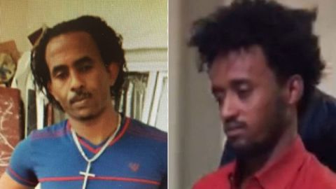 Left: An image of the man believed to be Mered Medhanie previously released by the UK National Crime Agency; Right: the man extradited to Italy  (BBC Photo)