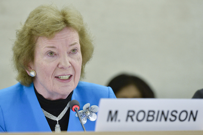 Mary Robinson, addresses UN Human Rights Council, on March 6, 2015 (UN Photo)