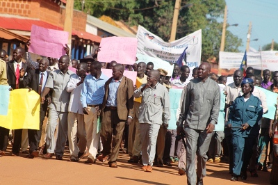 The protestors march against foreign troops in Wau on 26, July 2016 (ST)