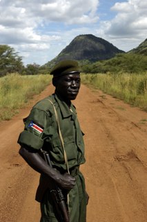 SPLA soldier on the Torit-Kapoeta road (JB Russell)