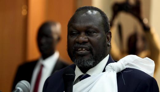 South Sudan's opposition leader Riek Machar speaks during a briefing in Ethiopia's capital Addis Ababa April 9, 2016 (Photo  Reuters/ Tiksa Negeri)
