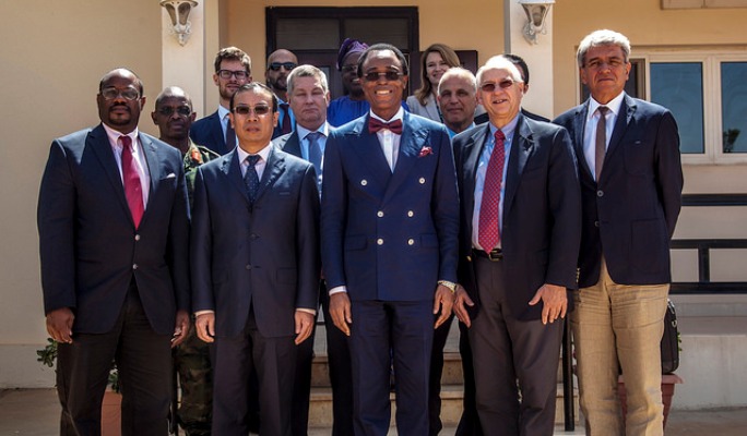 UNAMID’s Joint Special Representative, Martin Uhomoibhi, is pictured with a visiting delegation composed of the Ambassadors of the Permanent Five countries of the Security Council to Sudan accompanied by the US Special Envoy, Donald Booth, at the Mission’s headquarters in El Fasher, On 23 October 2016. (UNAMID Photo)