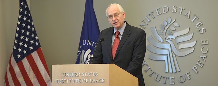 U.S. Envoy Donald Booth speaking at the USIP on 18 January 2017 (USIP Photo)