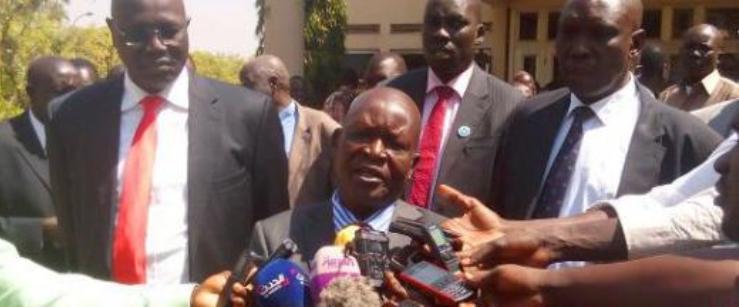 Governor of the South Sudan Central Bank speaks to the press after a meeting with President kiir on 17 January 2017 (ST Photo)