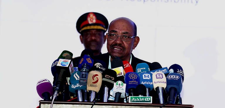 Sudan's bashir speaks at the opening session of the third Arab Conference for Agriculture Investment in Khartoum on 27 February 2017 (ST Photo)