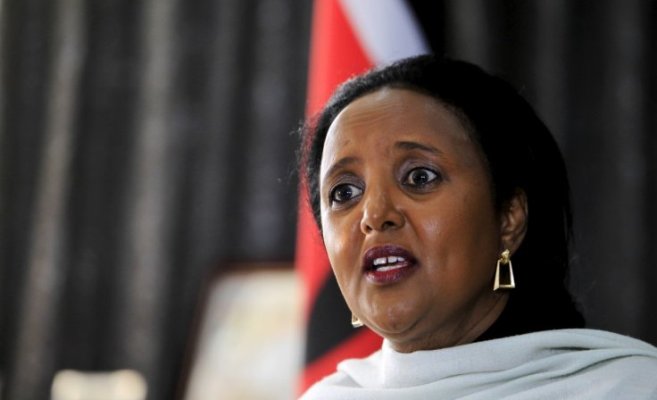 Foreign Minister Amina Mohamed speaks, during a Reuters interview in capital Nairobi April 7, 2015.