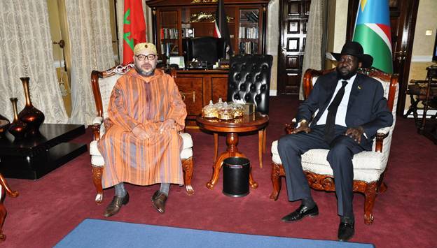 King Mohammed VI of Morocco (L) received and President Kiir at the State House on 1 February 2017 (Moses Lomayat Photo)