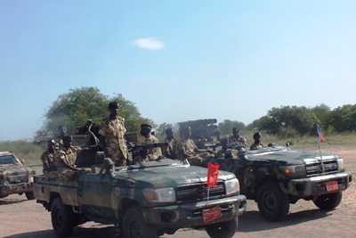 The SPLA conducting military drill in Bor, November 29, 2014 (ST)