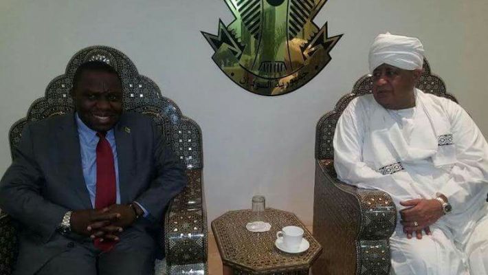 Zambia’s Foreign Minister Harry Kalaba received by his Sudanese counterpart on 10 Feb 2017 (ST photo)
