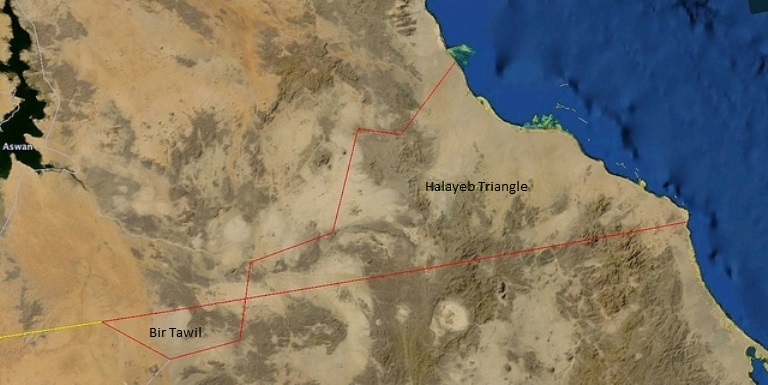 Halayeb Triangle (Sudan-Egypt) Borders, on 22 October 2012 (NASA-Google)