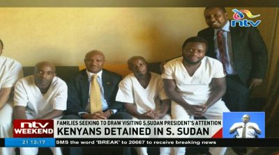 Kenyans detained in South Sudan with their ambassador in Juba (NTV photo)