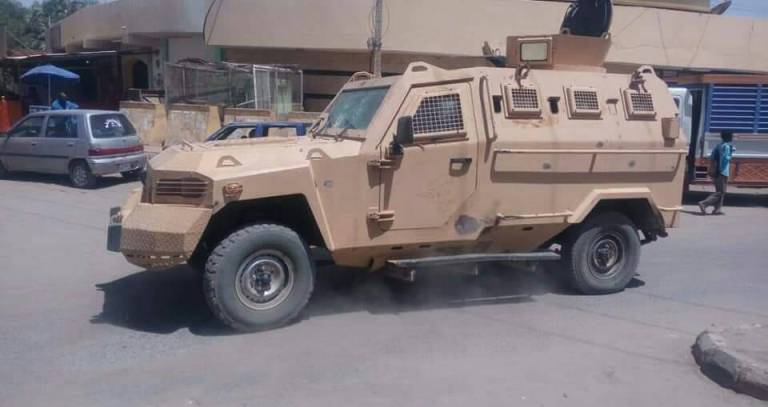 Egyptian armoured vehicle used by Darfur rebels who attacked North Darfur from Libya in El Fasher on 29 May 2017 (ST Photo)