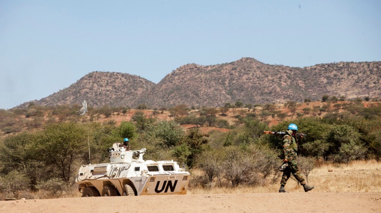 UNAMID peacekeepers on patrol in Sortony, North Darfur on 10 Nov 2016 (UNAMID Photo)
