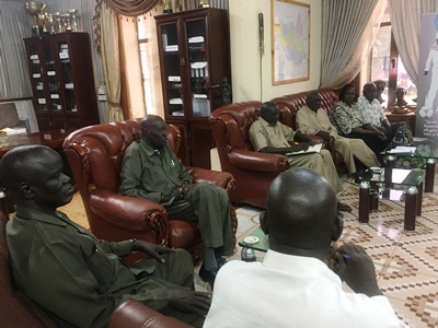 The delegation at the meeting with Wau state governor on June 6, 2017 (ST)