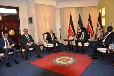 Egypt's assistant minister of Foreign Affairs for South Sudan and Sudan with President Salva Kiir, June 12, 2017 (ST)