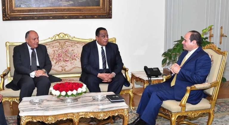 Egypt President Abdel Fattah al-Sisi receives Sudanese FM Ibrahim Ghandour on 3 June 2017 (ST Photo)
