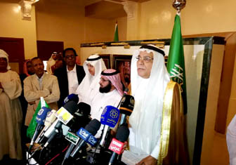 Saudi Ambassador Ali bin Hassan Jaafar at a press conference Khartoum July 4 2017