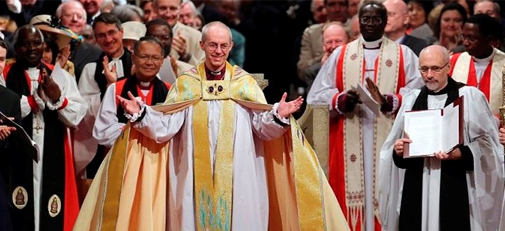 Justin Welby after he was installed as the Archbishop of Canterbury at Canterbury Cathedral in England in March 2013. (Anglican Church of Colombia Photo)