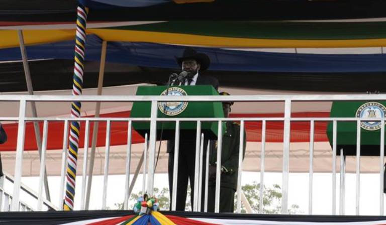 President Salva kiir speaks at the anniversary of South Sudan independance file photo