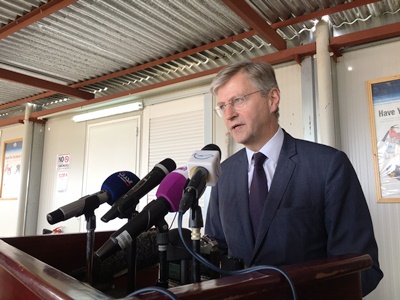 The head of the UN peacekeeping mission, Jean-Pierre Lacroix speaks to reporters in Juba, August 1, 2017 (UN photo)
