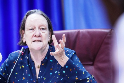 The Victims’ Rights Advocate for the United Nations, Jane Connors, speaking at a press conference in Juba, the capital of South Sudan (UN Photo/Isaac Billy)