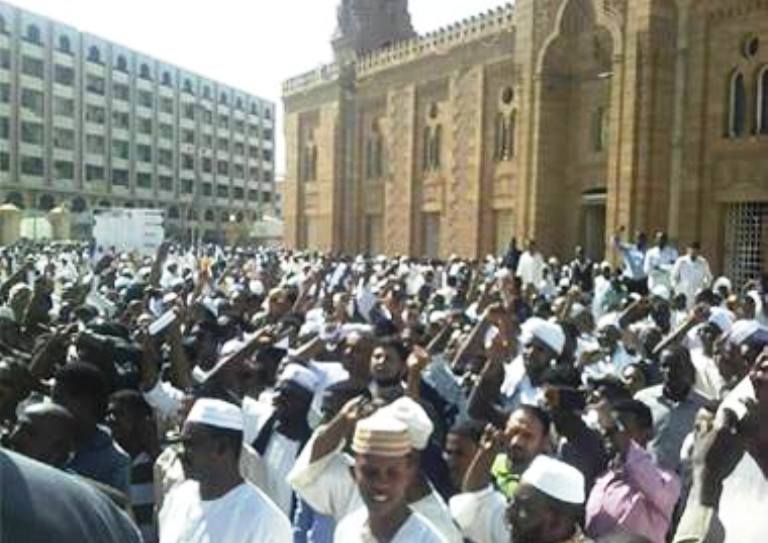 Protesters in front of Khartoum Grand Mosque rejecting Trump's recognition of Jerusalem as Israel capital on 8 Dec 2017 ST Photo