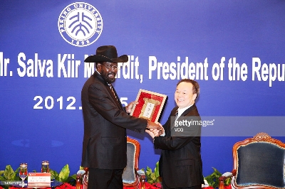 South Sudan president Salva Kiir visits Peking University on April 25, 2012 in Beijing, China (Getty)